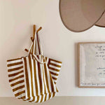 Load image into Gallery viewer, Elisa Tote Bag Ecru/Caramel Stripes
