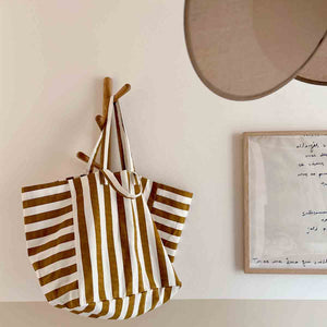 Elisa Tote Bag Ecru/Caramel Stripes