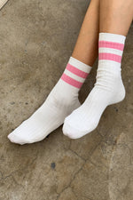 Load image into Gallery viewer, Her Socks - Varsity Pink Stripe
