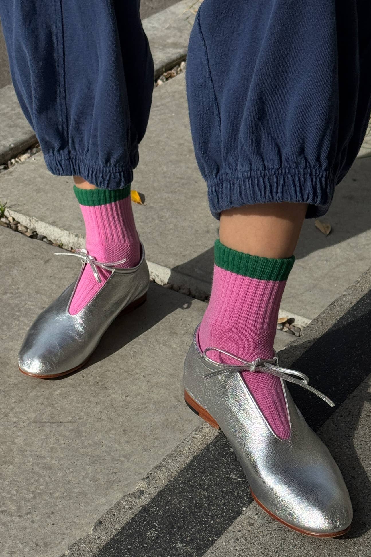 Colour Block Girlfriend Socks Rose Green