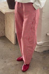 Red Gingham Arc Pants