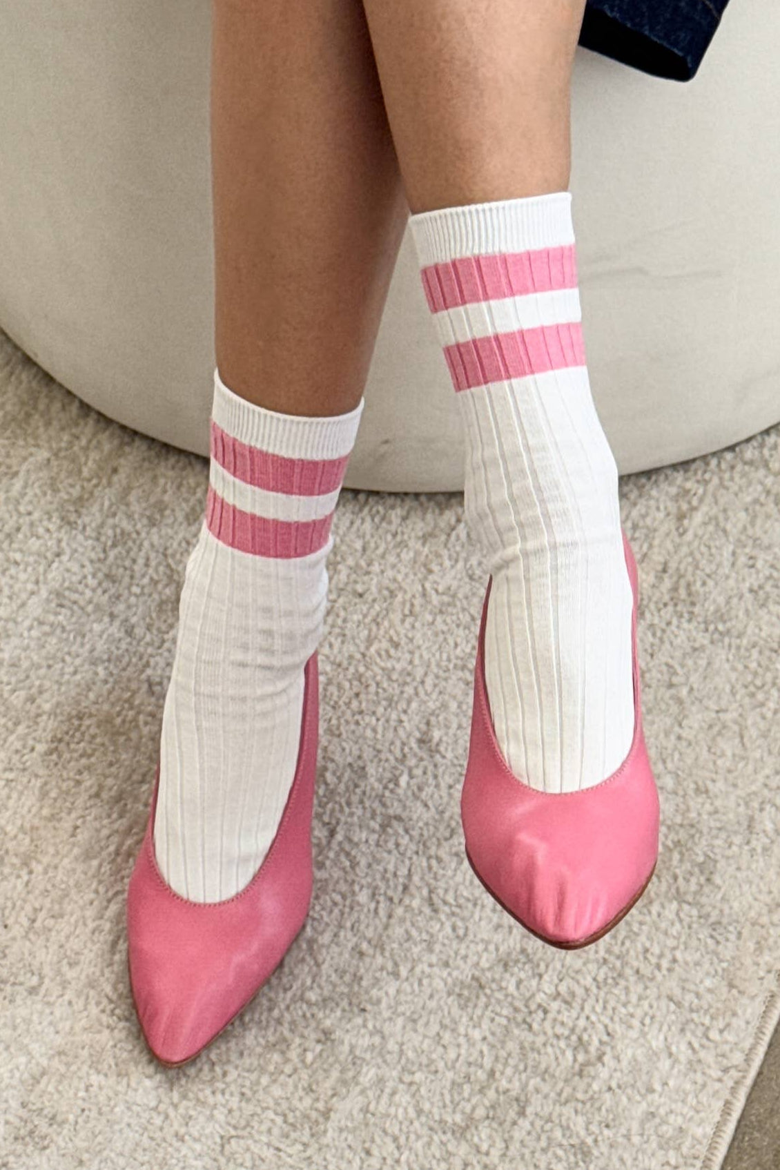 Her Socks - Varsity Pink Stripe