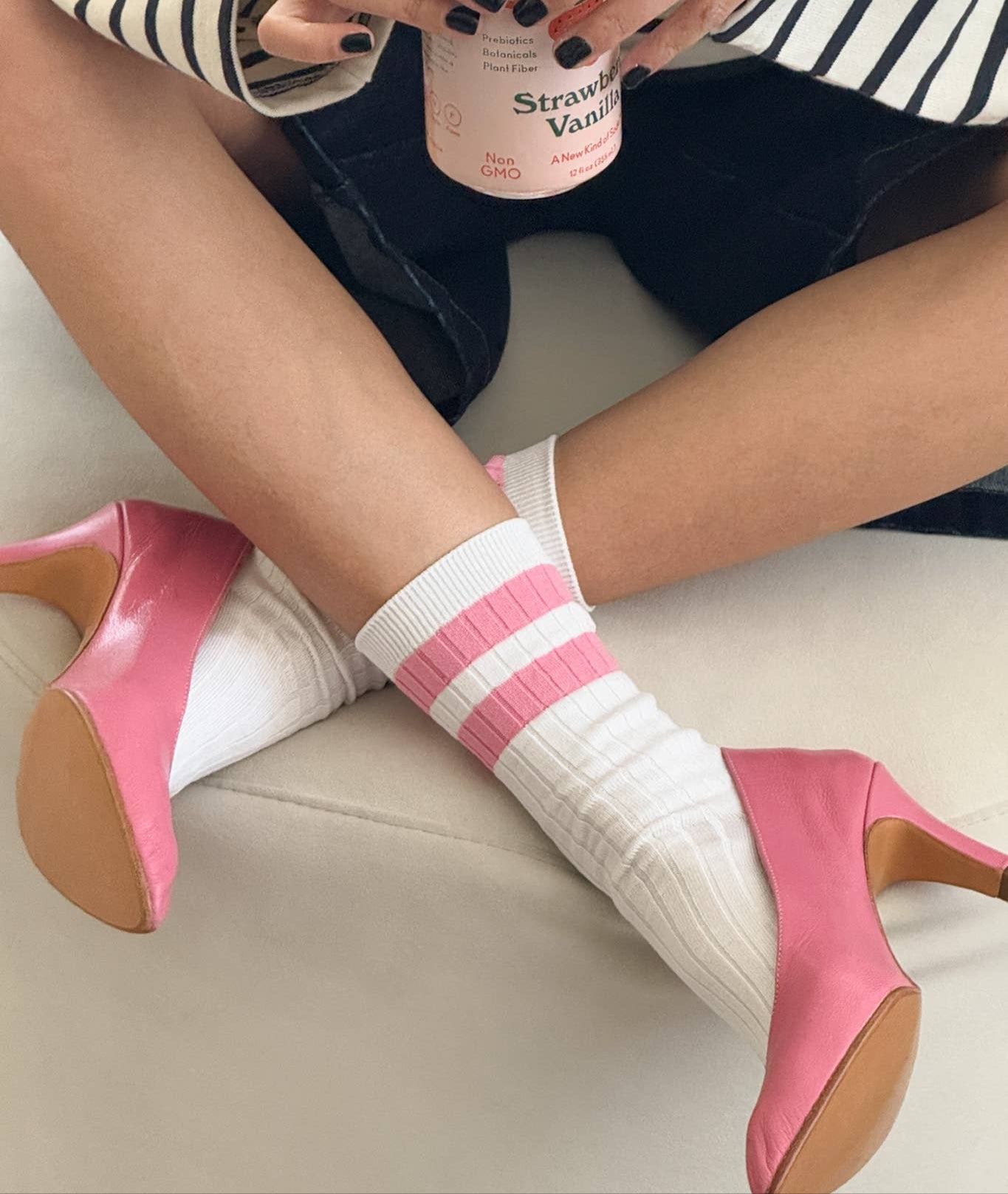 Her Socks - Varsity Pink Stripe