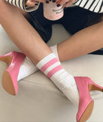 Load image into Gallery viewer, Her Socks - Varsity Pink Stripe
