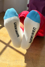 Load image into Gallery viewer, Colour Block Girlfriend Socks Blue Red
