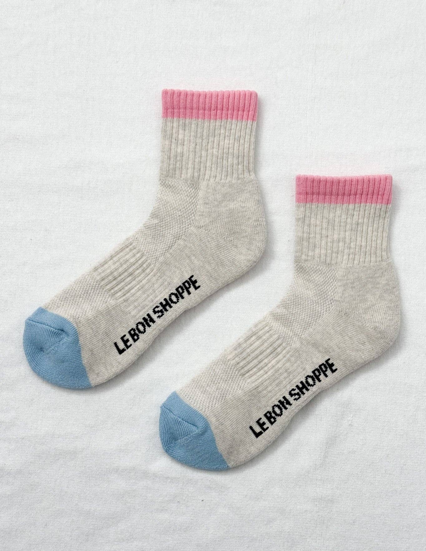 Colour Block Girlfriend Socks Grey Pink