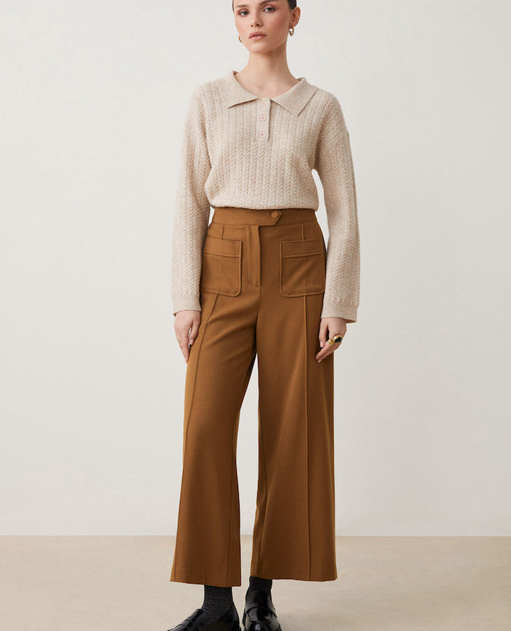 Cropped Camel Trousers