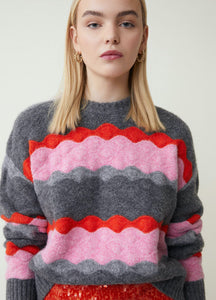 Scalloped Stripe Sweater