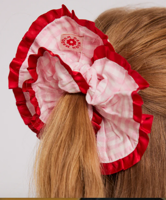 Pink Gingham Hair Scrunchie
