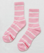 Load image into Gallery viewer, Pink Striped Boyfriend Socks
