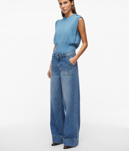 Wide Leg Mid Blue Jeans