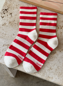 Wally Stripe Red/White Socks