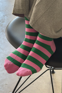 Wally Stripe Pink/Green Socks