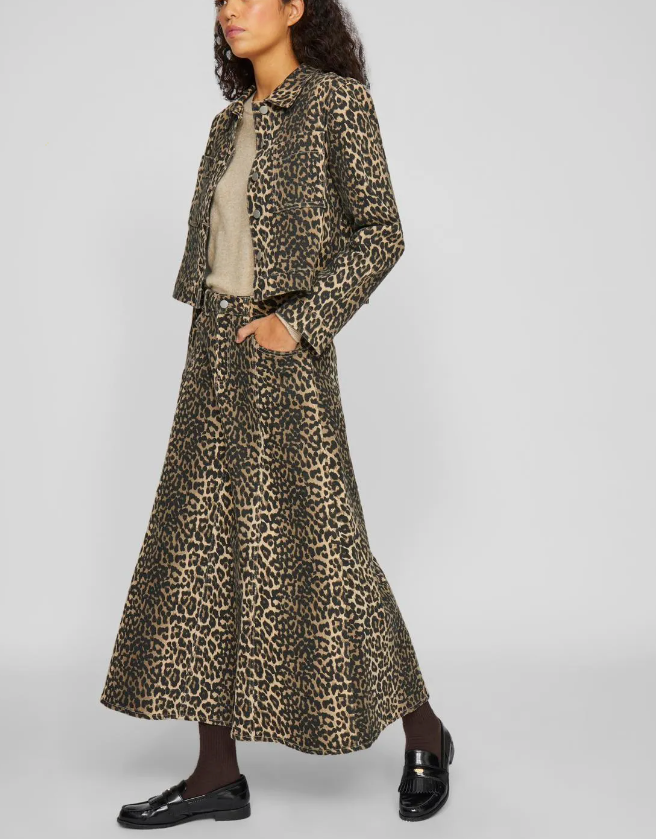 Leopard Print A Line Skirt