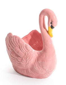 Pink Swan Ceramic Planter