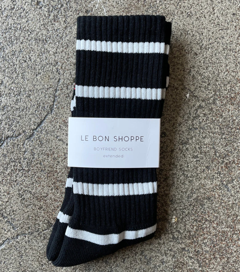 Black Striped Boyfriend Socks