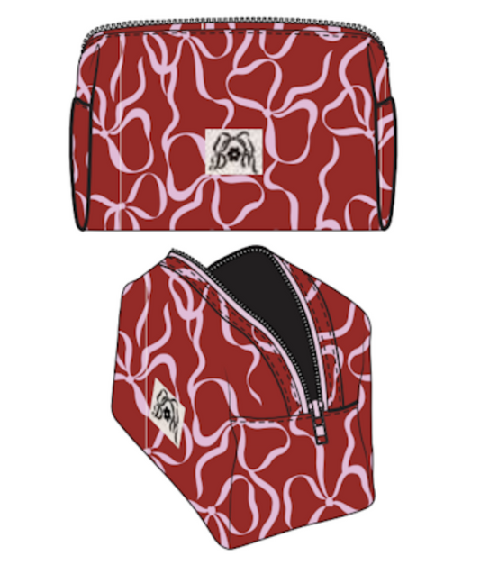 Red Bow Print Toiletry Bag