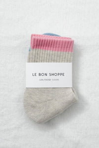 Colour Block Girlfriend Socks Grey Pink