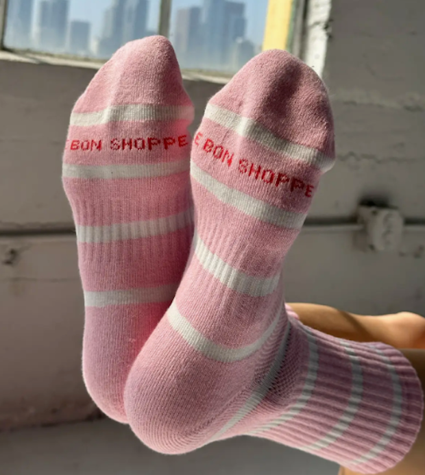 Pink Striped Boyfriend Socks