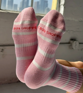 Pink Striped Boyfriend Socks