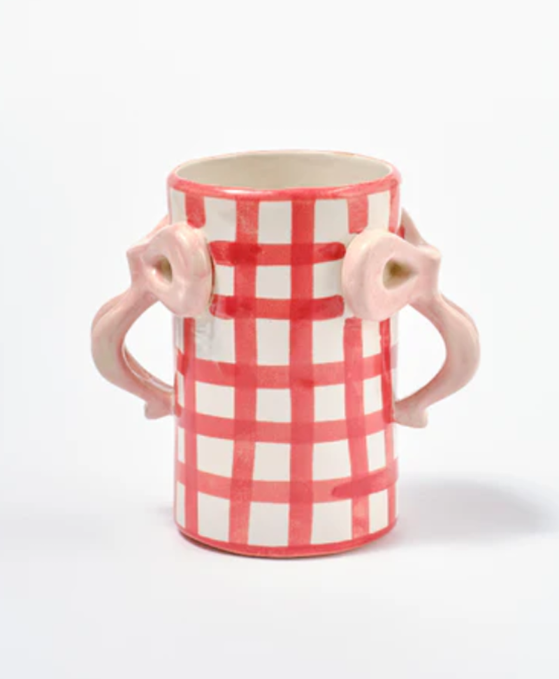 Damson Madder Red Check Vase